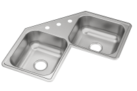 Dayton Stainless Steel 3-Hole Equal Double Bowl Corner Sink