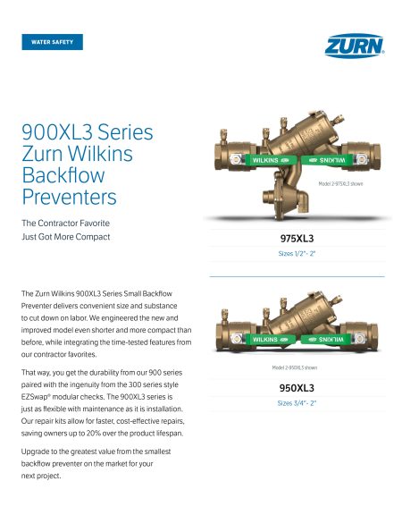 900XL3 Series Small Backflow Preventer